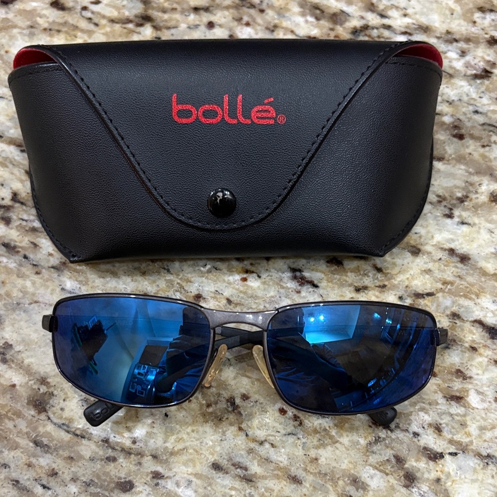 Bolle Black Frame Sunglasses with Blue Lenses